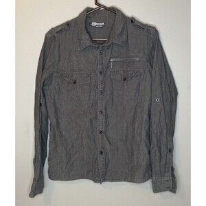 Social Collision Men's Long Sleeve Button Up Shirt Size M Music Defines Society